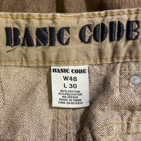 Basic Code Flap Pocket Wide Leg Brown Jeans Size 48 - Picture 5 of 9